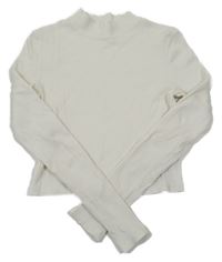 Bílé žebrované crop triko se stojáčkem H&M