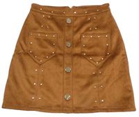 Medová semišová sukně se cvočky River Island