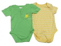 2x - Zelené body s příšerkou + pruhované body