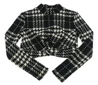 Černo-bílé kostkované crop triko Shein