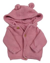 Růžový propínací podšitý svetr s kapucí M&S