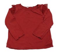 Červené triko s tylovými volánky H&M