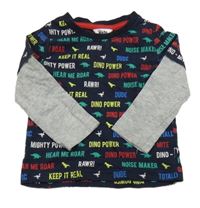 Tmavomodro-šedé triko s dinosaury M&Co.