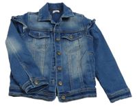 Modrá teplákovo/riflová bunda s volánky 