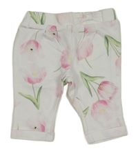 Bílé tepláky s květy 