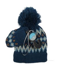 Nové - 2set - Tmavomodro-barevná pletená podšitá čepice s bambulí + rukavice