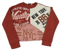 Nové - Rezavá crop mikina s potiskem  George 