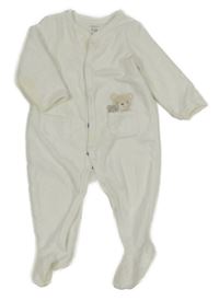 Bílý sametový overal s medvídky C&A