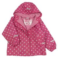 Růžová nepromokavá jarní bunda s puntíky a kapucí Papagino