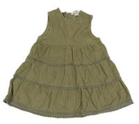 Olivové manšestrové šaty s krajkou H&M