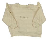 Béžová žebrovaná mikina s nápisem a volánky Sinsay