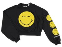 Černá crop mikina se smajlíky H&M