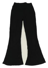 Černé žebrované flare kalhoty George 