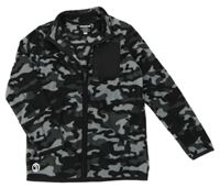 Šedo-černá army fleecová propínací mikina s rolákem F&F