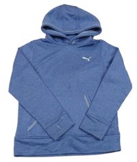 Modrá melírovaná sportovní mikina s logem a kapucí Puma
