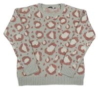 Šedo-růžovo-bílý vzorovaný svetr Pep&Co.