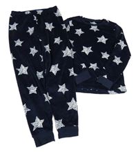 Tmavomodré plyšové pyžamo s hvězdičkami George 