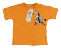 Nové - Oranžové tričko se zebrou F&F