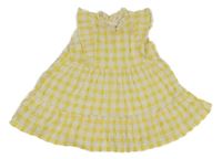 Žluto-bílé kostkované krepové šaty Matalan