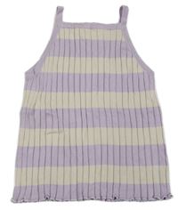 Lila-smetanový pruhovaný žebrovaný úpletový top H&M