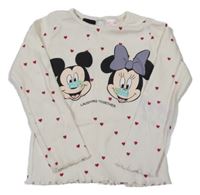Smetanové žebrované triko s Minnií a MIckeym zara
