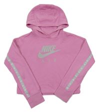 Růžová crop mikina s logem a kapucí Nike