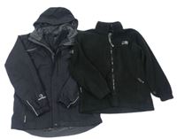 3v1 - Černá šusťáková funkční celoroční bunda s ukrývací kapucí Karrimor
