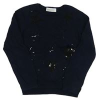 Tmavomodrý svetr s hvězdičkami z flitrů zn. H&M