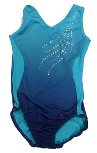 Tmavomodro-petrolejovo-modrozelené funkční cvičební taneční body s flitry Decathlon