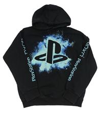 Černá mikina s logem - PlayStation a skvrnkami a kapucí H&M
