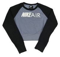 Šedomodro-černá crop mikina s logem Nike