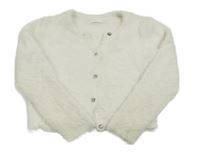 Smetanový chlupatý propínací crop svetr Next