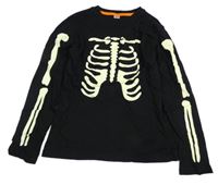 Černé triko s kostmi ZEEMAN