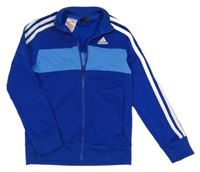 Safírovo-modro-bílá propínací sportovní mikina Adidas