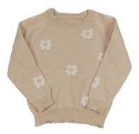 Pudrový svetr s květy SHEIN