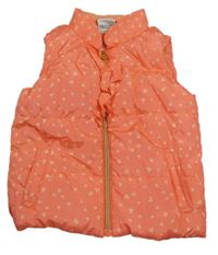 Lososová prošívaná šusťáková zateplená vesta se srdíčky Topomini