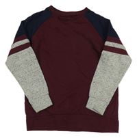 Tmavovínovo/tmavomodro-šedá mikina Next