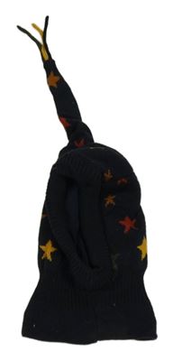 Tmavomodrá pletená kukla s hvězdičkami Topomini