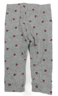 Světlešedé melírované žebrované tepláky s beruškami so cute