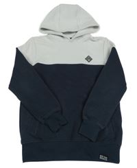 Tmavomodrošedo-bílá kostkovaná//žebrovaná mikina s nášivkou a kapucí Chapter young