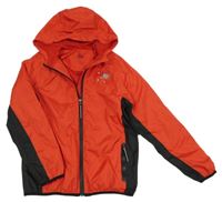 Červeno-černá šusťáková funkční jarní bunda s planetou a kapucí crivit