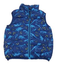 Tmavomodrá prošívaná šusťáková funkční zateplená vesta s kostrami dinosaurů MOUNTAIN WAREHOUSE