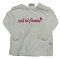 Bílé triko s nápisem a hvězdičkou a volánky 