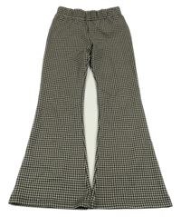 Černo-smetanové kostkované flare kalhoty se třpytkami HEMA
