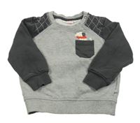 Šedo-tmavošedá melírovaná mikina s pejskem a kapsou Liegelind