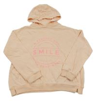 Meruňková mikina s nápisy a kapucí Next