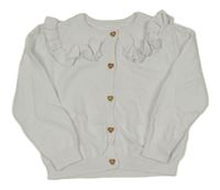 Bílý propínací svetr s volánky F&F