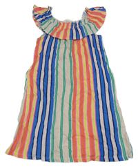 Barevné pruhované šaty s volánkem H&M