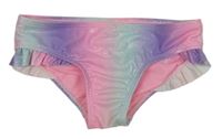 Růžovo-fialovo-mátové třpytivé plavkové kalhotky s volánky dopodopo