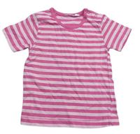 Růžovo-světlerůžové pruhované tričko 